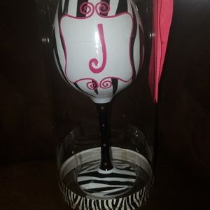 MUD PIE "J" Wine Glass